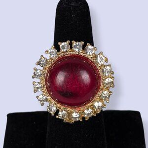 (2/$20) V. Red Cabochon Costume Ring